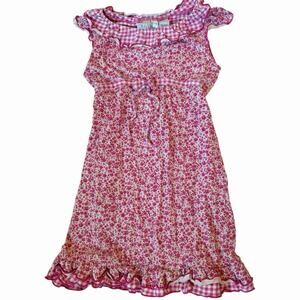 Y2K Olivia Blue Girls Ruffle Floral Babydoll Dress Tie Back With Bow Size 6